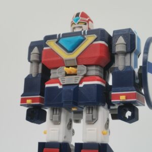 Close-up of 3D-printed Flashman Flash King robot details
