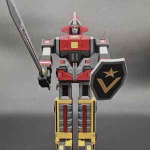 3D-printed Goggle Robo front view with sword and shield