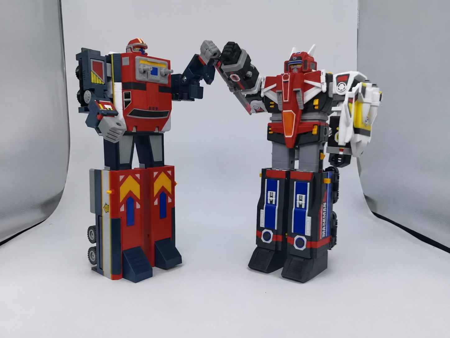 Galaxy Robo and Great Five Maskman robots posing together