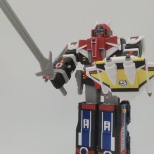 3D-printed Maskman Great Five robot toy with sword